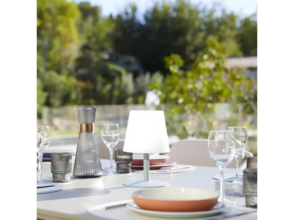 Lampe de table sans fil pied en acier vert olive LED blanc chaud/blanc dimmable STANDY RÉDUIT Olive H25cm