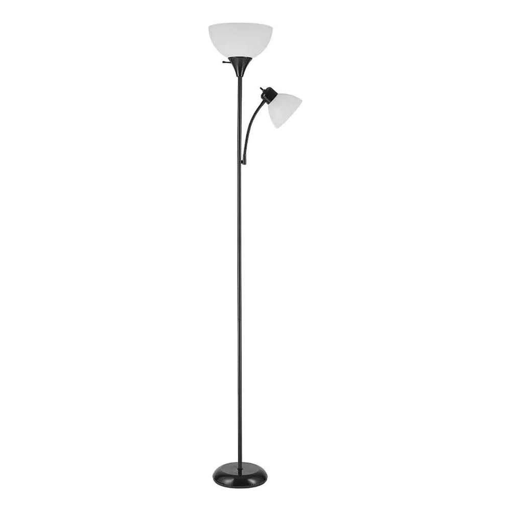 Lampe torchère sur pied Delilah en métal en noir mat, 72" avec câble textile