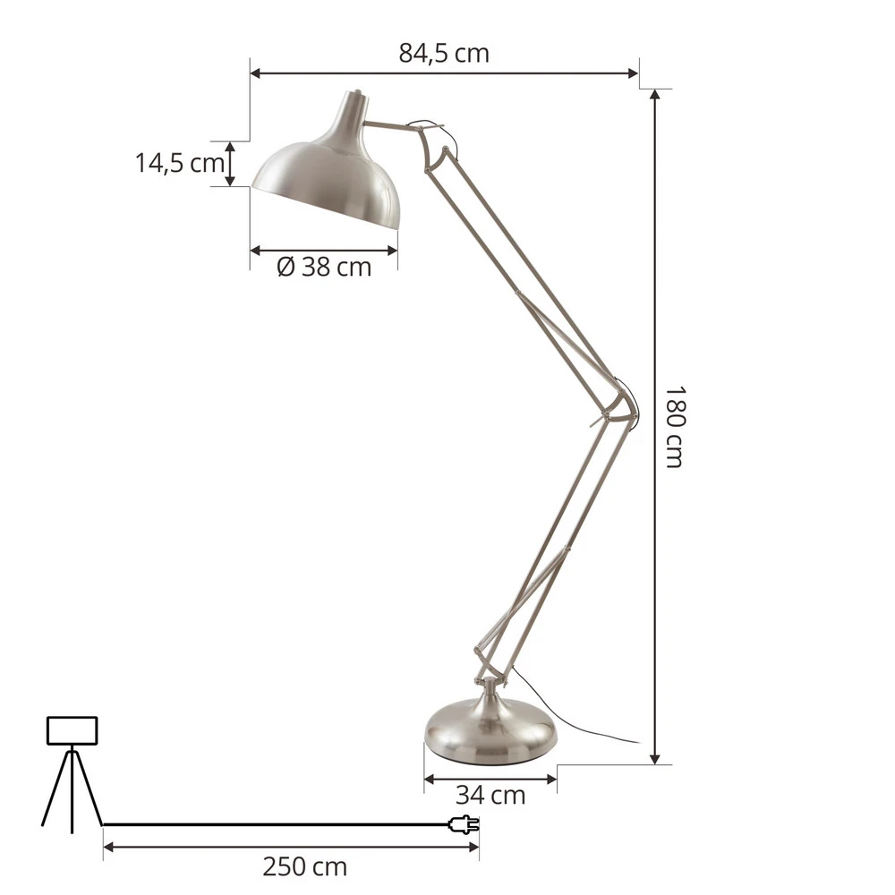 Lindby lampe sur pied Leia, argent, métal, 180cm, pivotant, E27 en papier artisanal