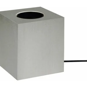 Pied de lampe carré bois aluminium 10,5 cm. avec Abat-Jour Inclus