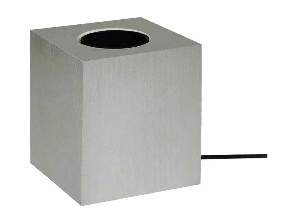 Pied de lampe carré bois aluminium 10,5 cm. avec Abat-Jour Inclus