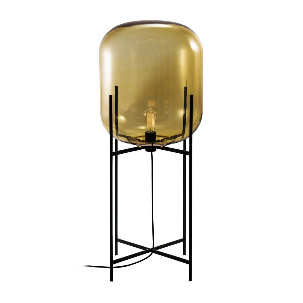 pulpo lampe sur pied Oda Between, ambre/noir, hauteur 111 cm pour intérieur moderne