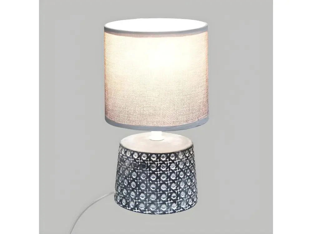 Socle en bois massif Lampe à poser Pied en céramique style Cannage H 23 cm