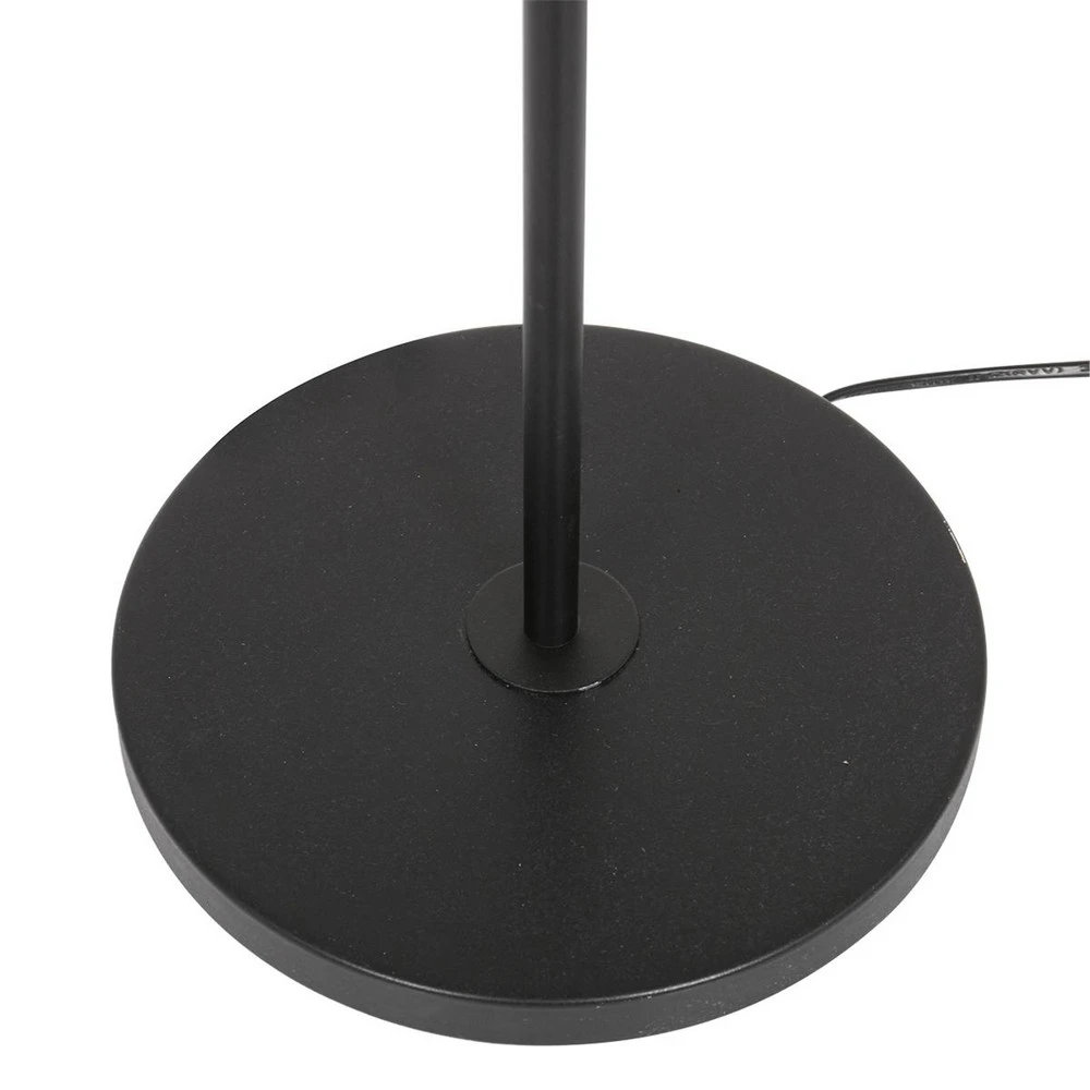 Socle en bois massif Lampe sur pied Stang, liseuse LED, tressage noir/naturel