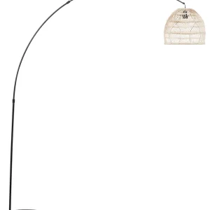 Socle en bois massif Lampe sur pied avec abat-jour en rotin évident GUAVIARE
