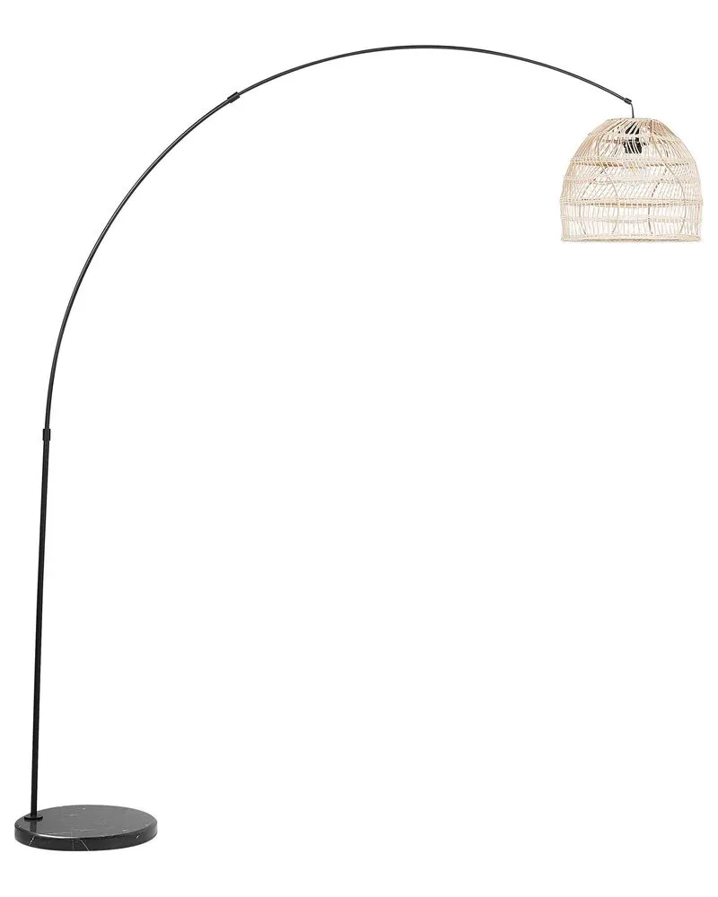 Socle en bois massif Lampe sur pied avec abat-jour en rotin évident GUAVIARE