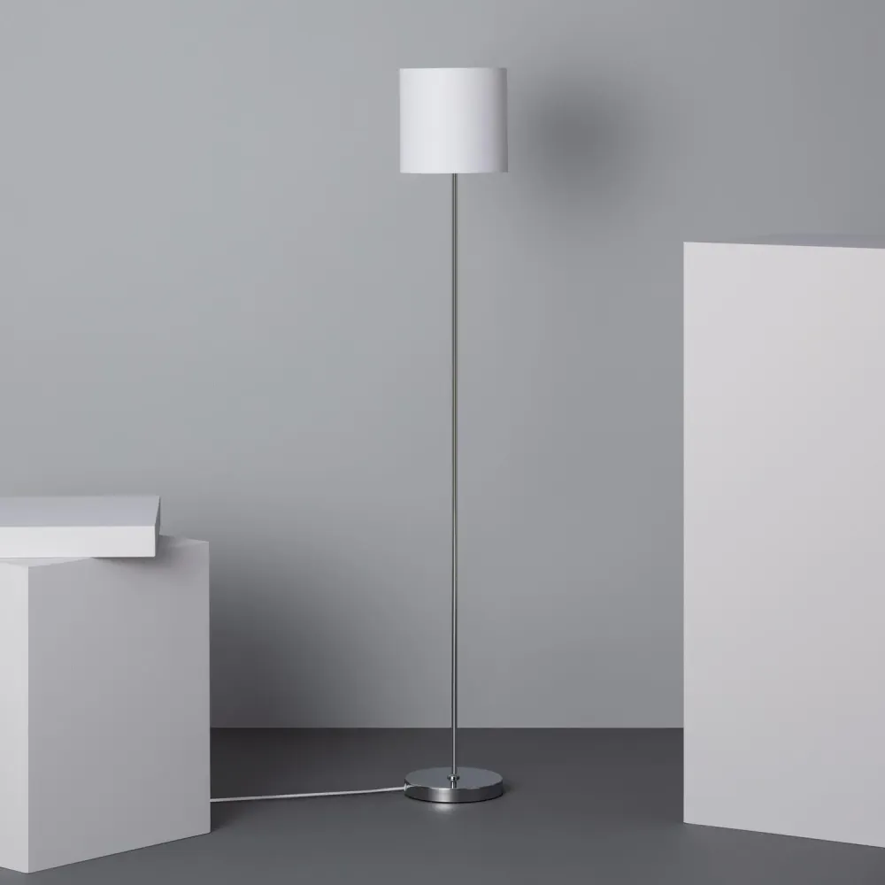 Socle en céramique Pied lampe métal avec abat-jour tissu équipé d'éclairage LED.