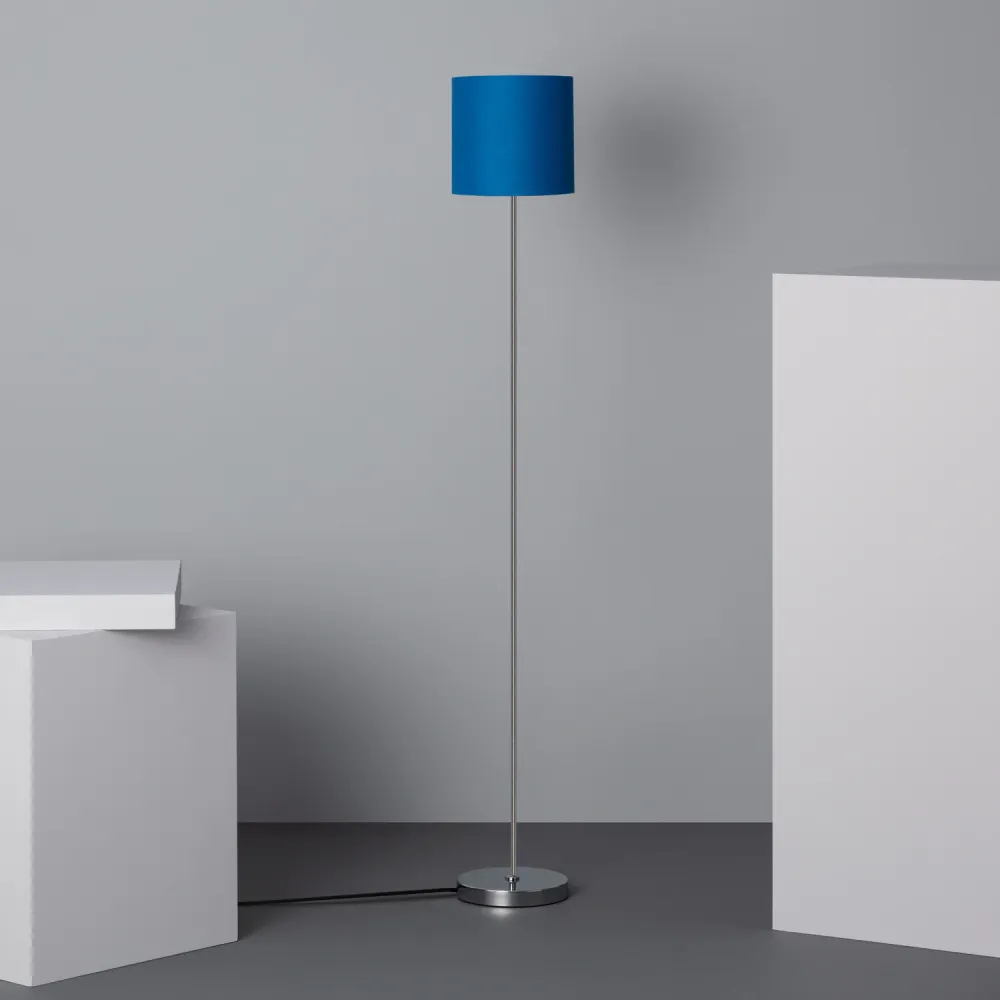 Socle en céramique Pied lampe métal avec abat-jour tissu équipé d'éclairage LED.