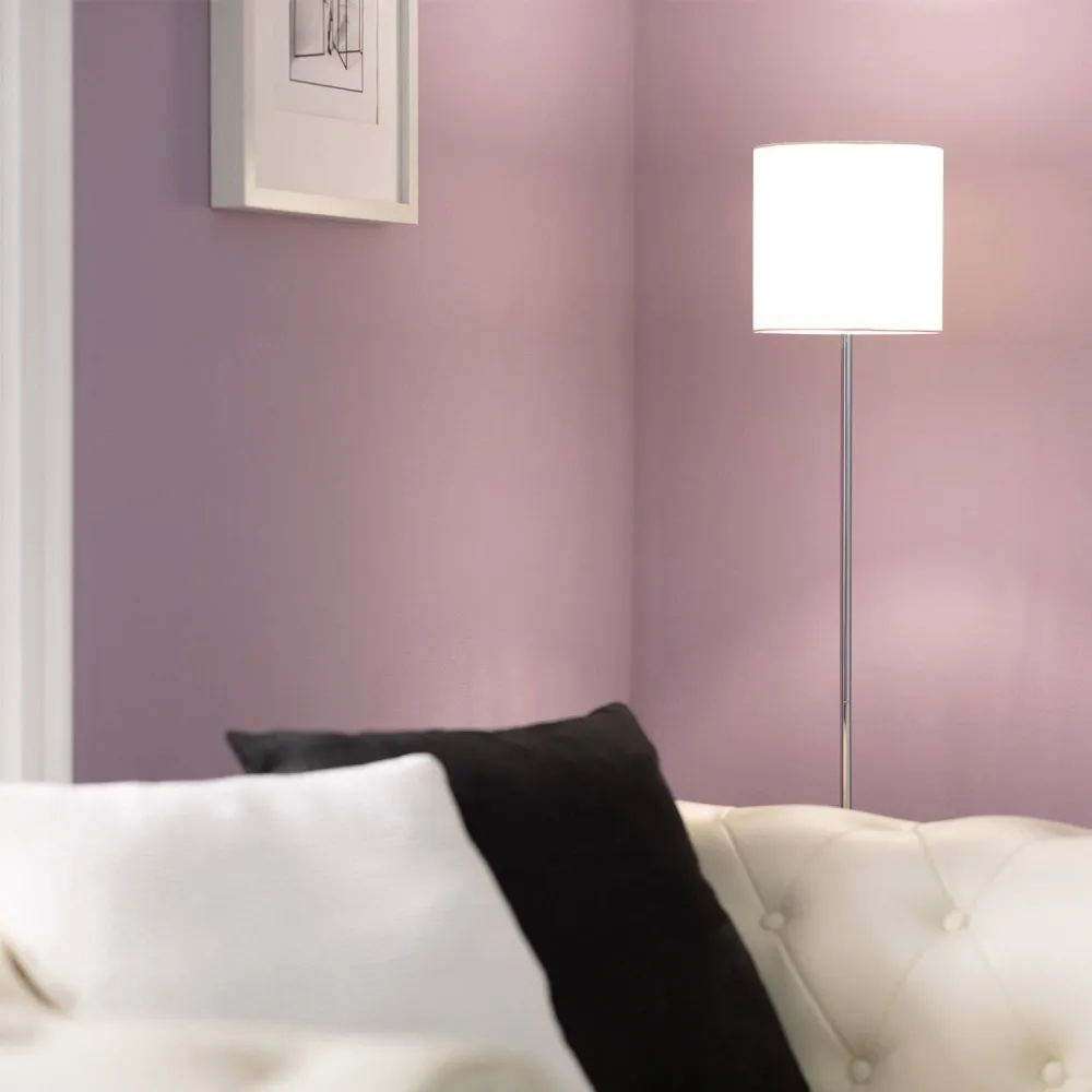 Socle en céramique Pied lampe métal avec abat-jour tissu équipé d'éclairage LED.