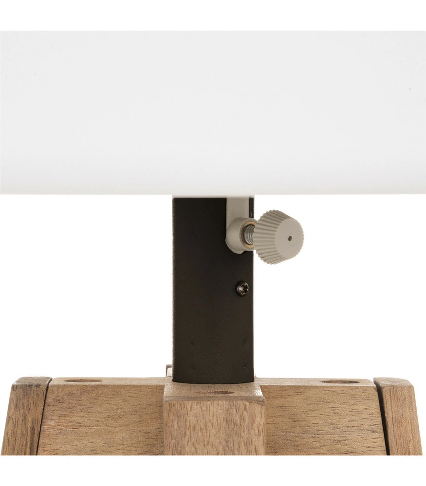 Suspension à trois bras Lampadaire d'extérieur pieds en bois d'acacia et abat-jour blanc h 148 cm