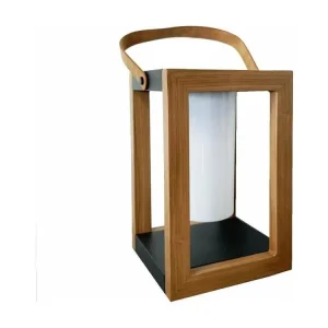 Lanterne solaire SERAPHINA Bois foncé En métal H32cm pour sécurité périmétrique