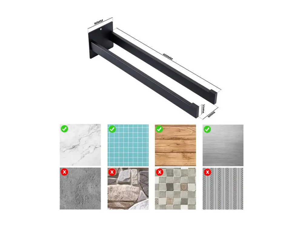 AuralumMax Noir Robinet Mitigeur Lavabo ave Bubbler amovible,en Laiton+Porte Serviette Salle Bain Adhésif/Perçage,Barres P...