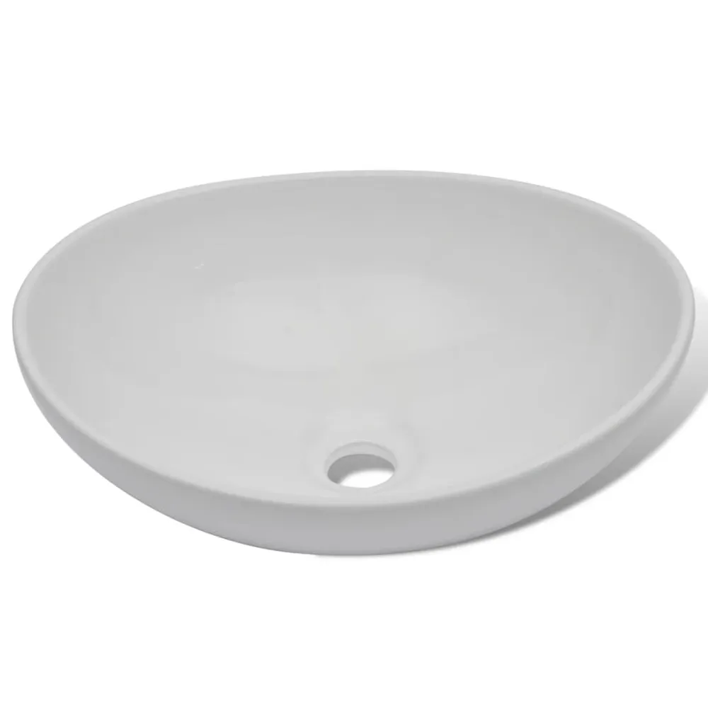 Certifié NF Sanitaire Lavabo de salle de bain avec mitigeur Céramique Ovale Blanc