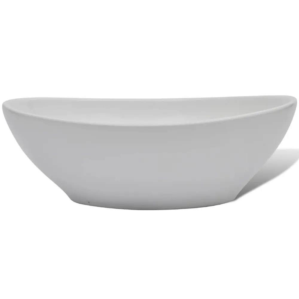 Certifié NF Sanitaire Lavabo de salle de bain avec mitigeur Céramique Ovale Blanc