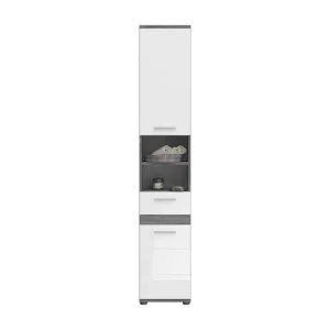 Kaleb - Colonne en mélaminé blanc et argenté (L/H/P : 35x191x31 cm)