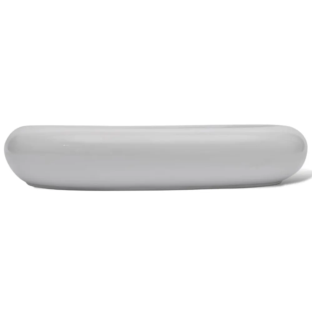 Lavabo de salle de bain avec mitigeur Céramique Ovale Blanc avec Douchette Économique