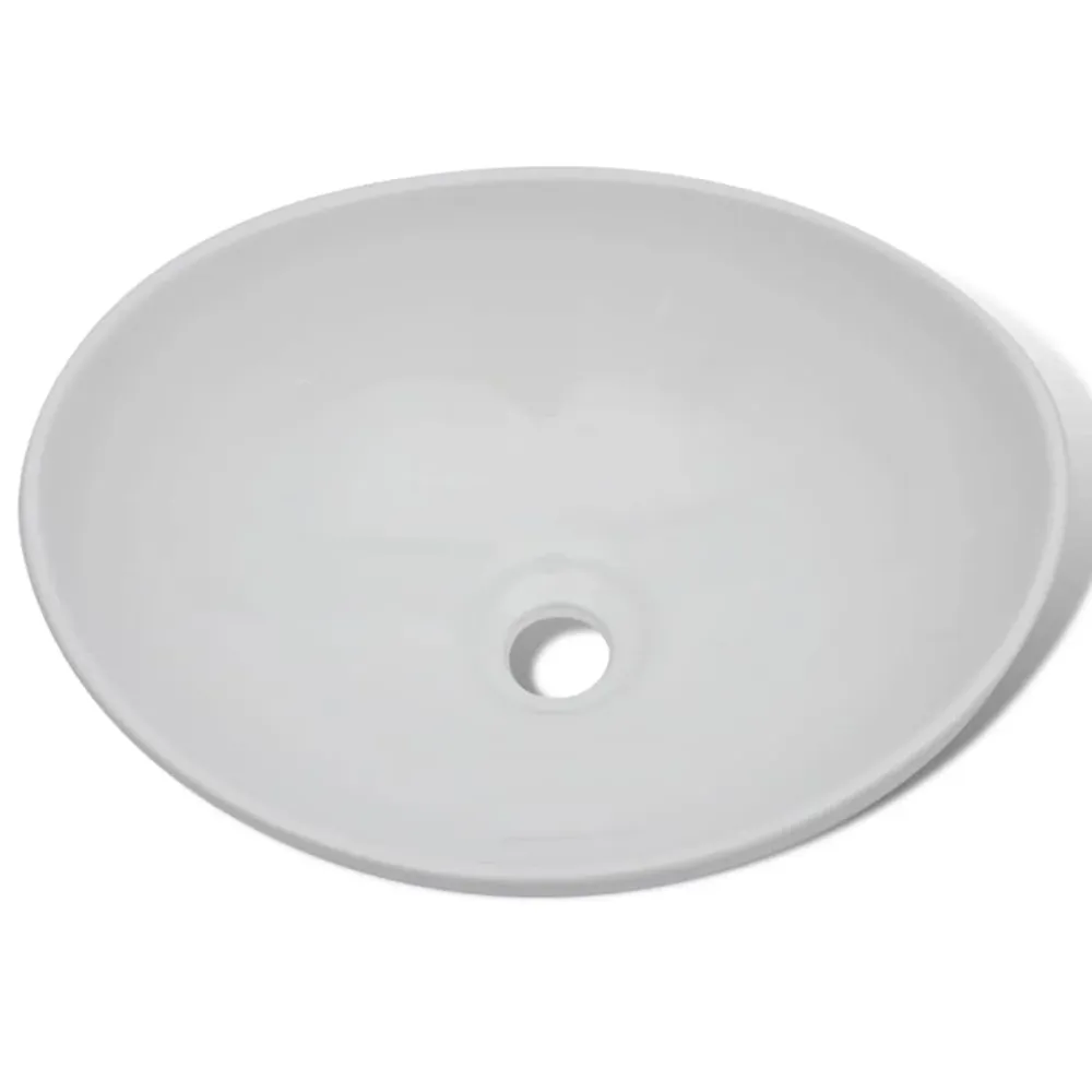 Mitigeur de douche Lavabo de salle de bain avec mitigeur céramique ovale blanc 02_0002843