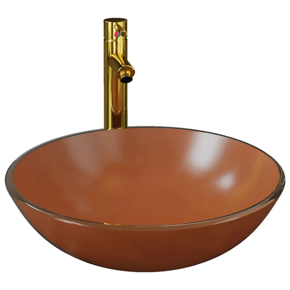 Mitigeur mural Lavabo de bain avec robinet et drain à poussoir Verre trempé