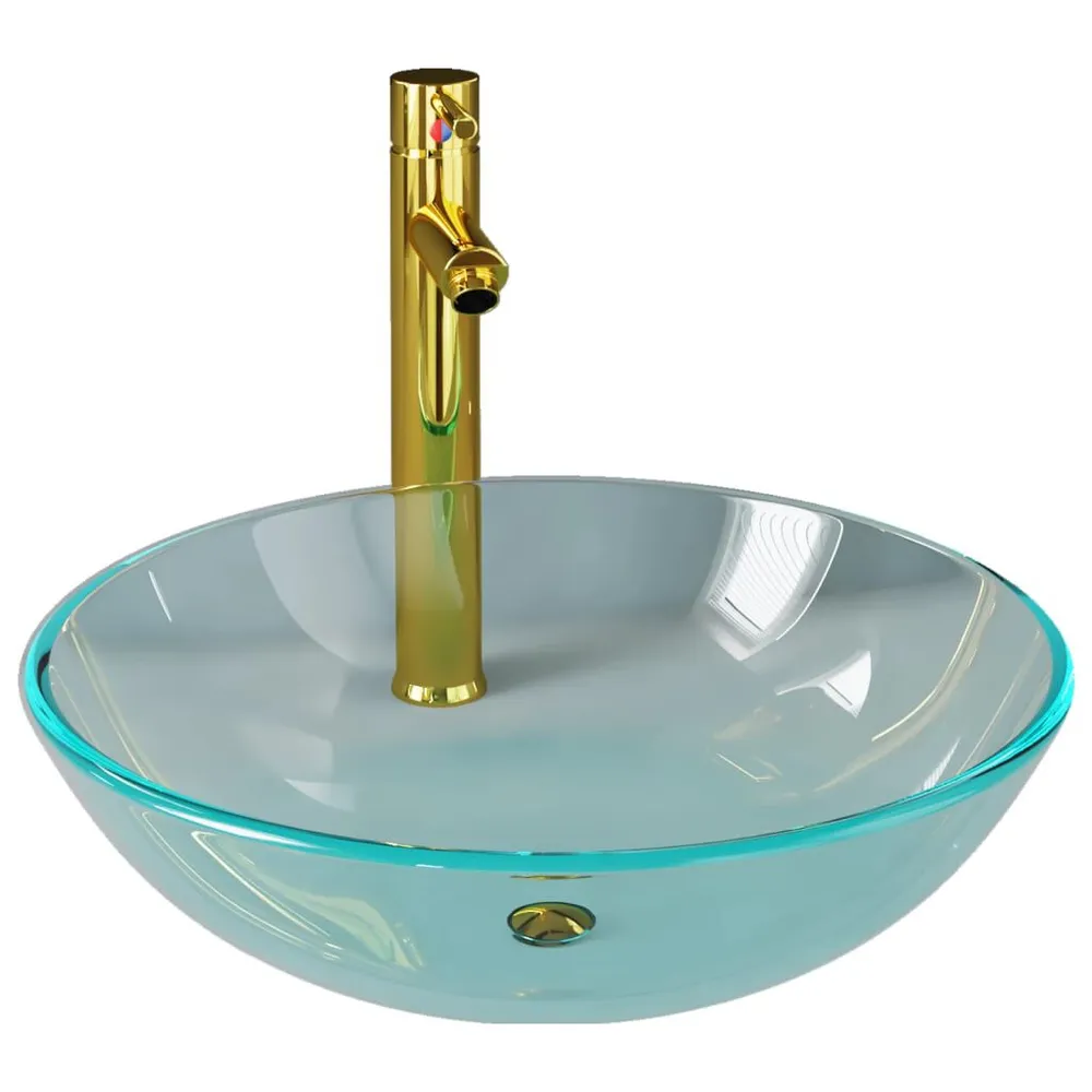 Robinet à détection Lavabo de bain avec robinet et drain à poussoir Verre trempé