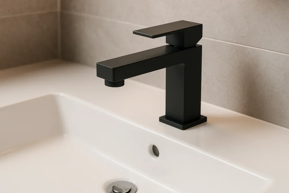 Robinet à détection Mitigeur Lavabo + Vidage FRAMO E200 Noir Mat - Robinetterie Italienne Privilégié