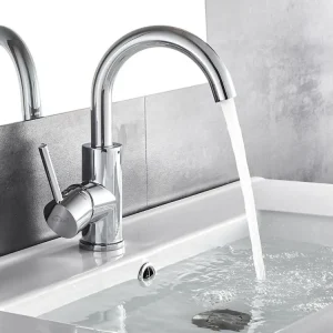 Robinet Lavabo Pivotant 360°,Robinetterie Design Courbé Traditionnel pour Salle Bains,Mitigeur Vasque à Poser,Lave-main Ch...