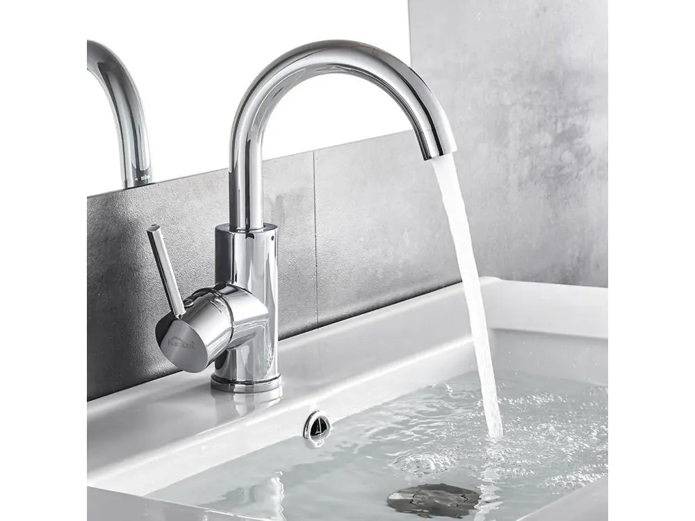 Robinet Lavabo Pivotant 360°,Robinetterie Design Courbé Traditionnel pour Salle Bains,Mitigeur Vasque à Poser,Lave-main Ch...