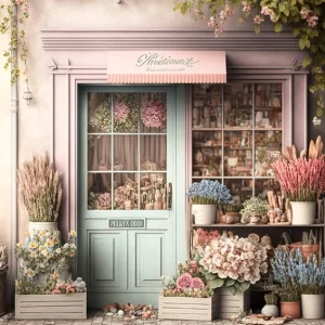 Charnière invisible Toile de Fond de Porte de Vitrine Fleur Rose M5-41