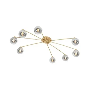 Lampe à lave Plafonnier novateur or 8 lumières avec verre fumé - Athènes