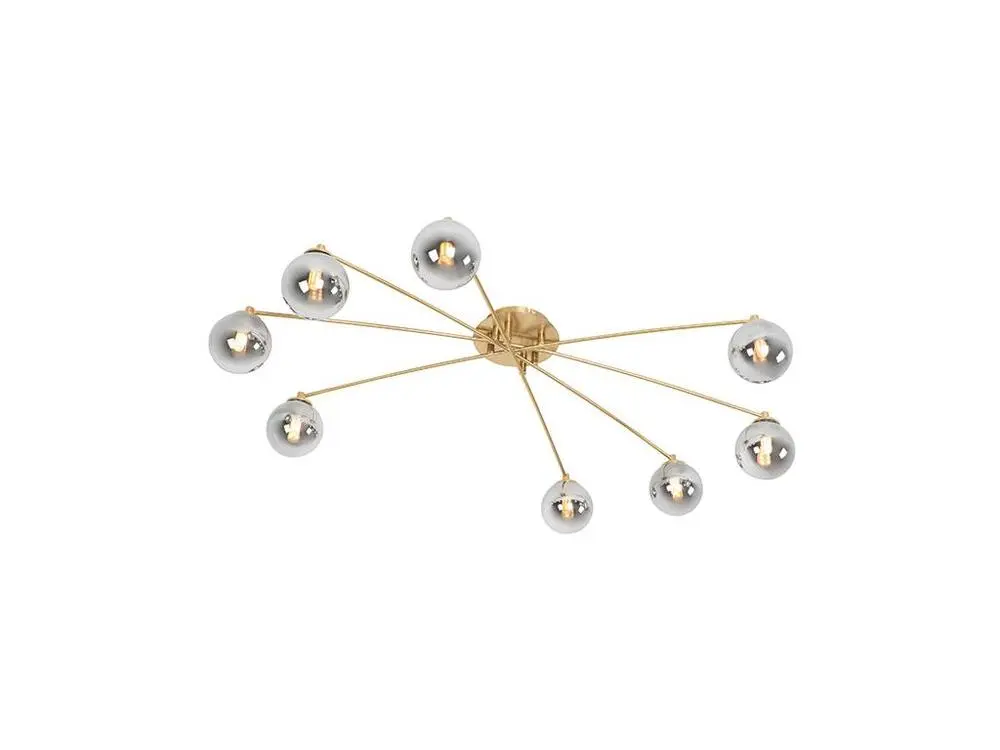 Lampe à lave Plafonnier novateur or 8 lumières avec verre fumé - Athènes