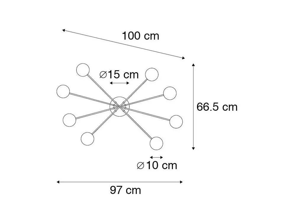Lampe à lave Plafonnier novateur or 8 lumières avec verre fumé - Athènes
