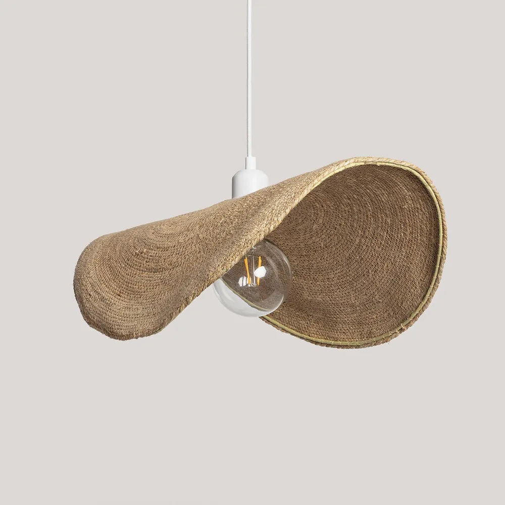 Luminaire à effet Lustre fibres naturelles avec éclairage LED Devmani-L
