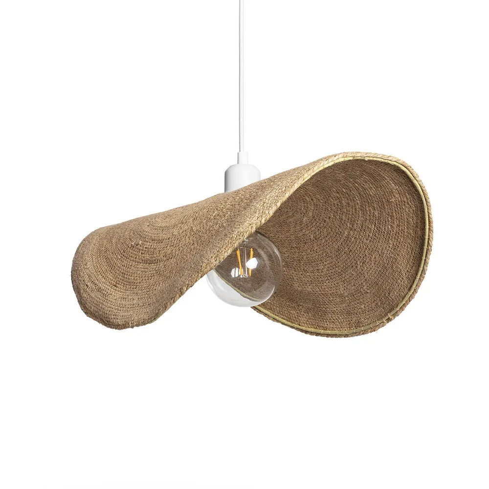 Luminaire à effet Lustre fibres naturelles avec éclairage LED Devmani-L