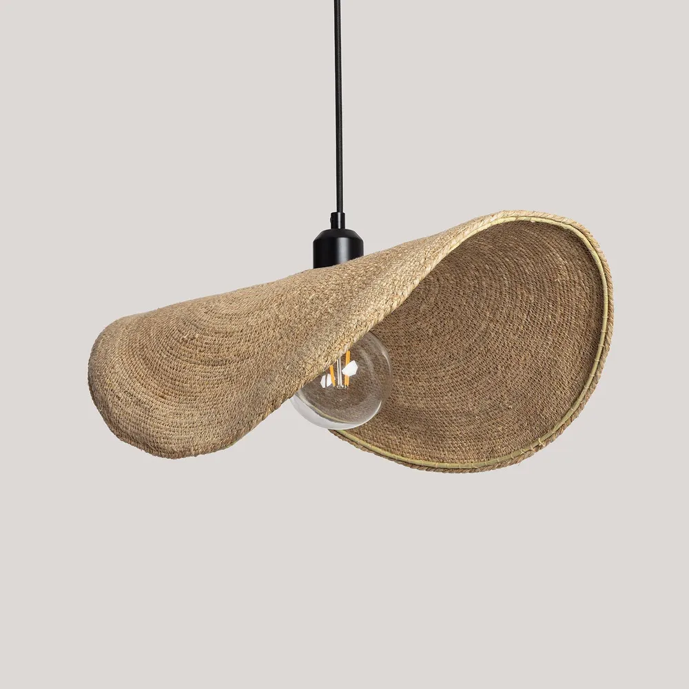 Luminaire à effet Lustre fibres naturelles avec éclairage LED Devmani-L