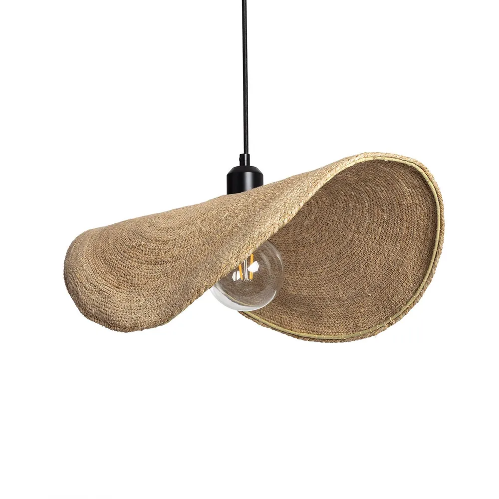 Luminaire à effet Lustre fibres naturelles avec éclairage LED Devmani-L