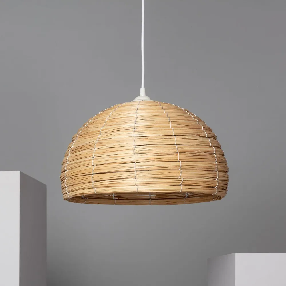 Lustre éclairage LED avec fibres naturelles par Kanggo Style industriel