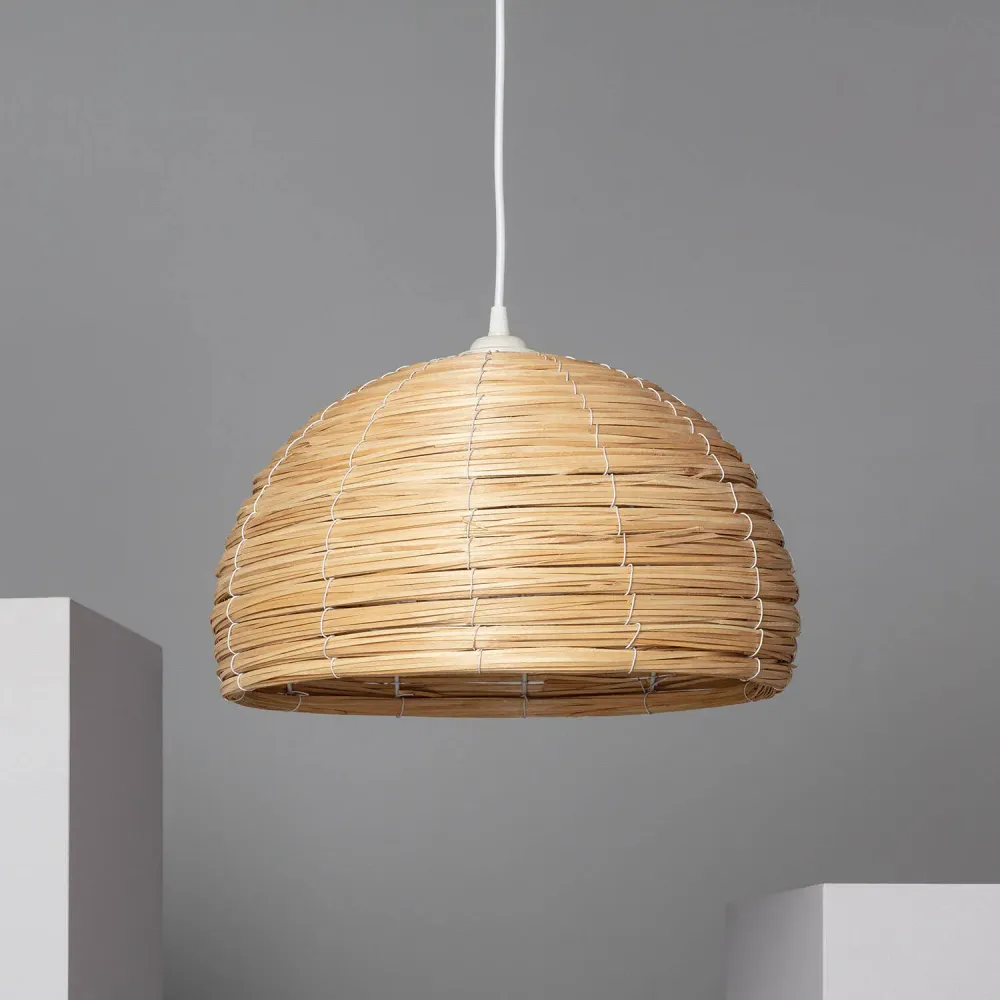 Lustre éclairage LED avec fibres naturelles par Kanggo Style industriel