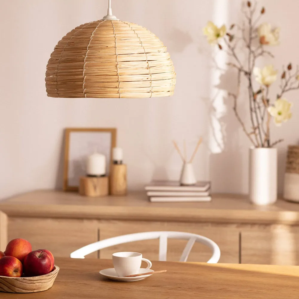 Lustre éclairage LED avec fibres naturelles par Kanggo Style industriel