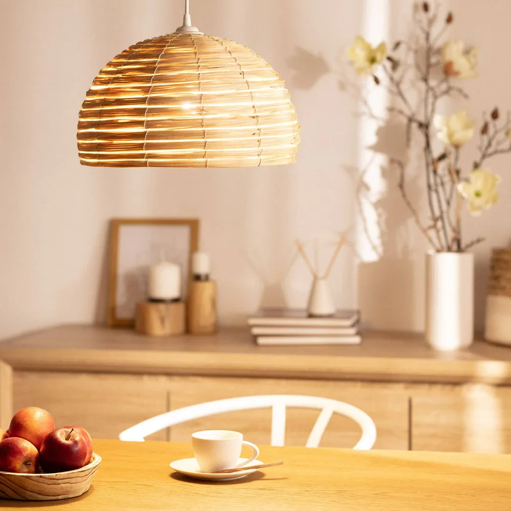 Lustre éclairage LED avec fibres naturelles par Kanggo Style industriel