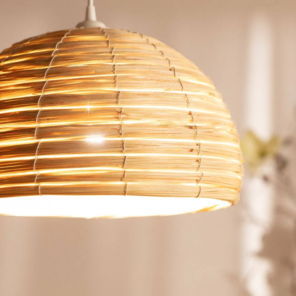 Lustre éclairage LED avec fibres naturelles par Kanggo Style industriel