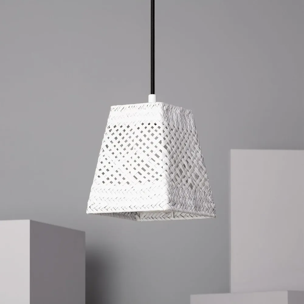 Lustre en fibres naturelles avec éclairage LED Gorgos - Installation Facile