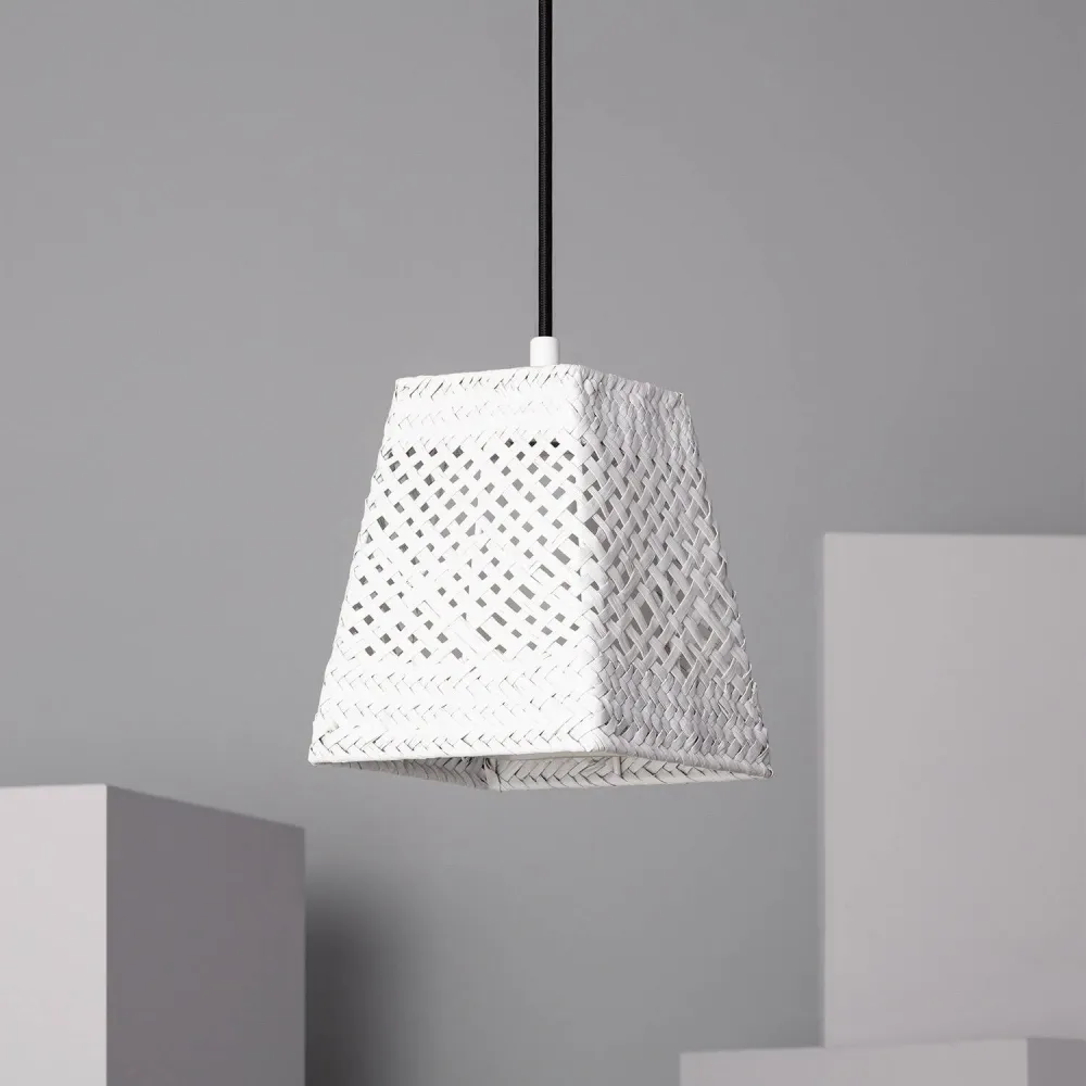 Lustre en fibres naturelles avec éclairage LED Gorgos - Installation Facile