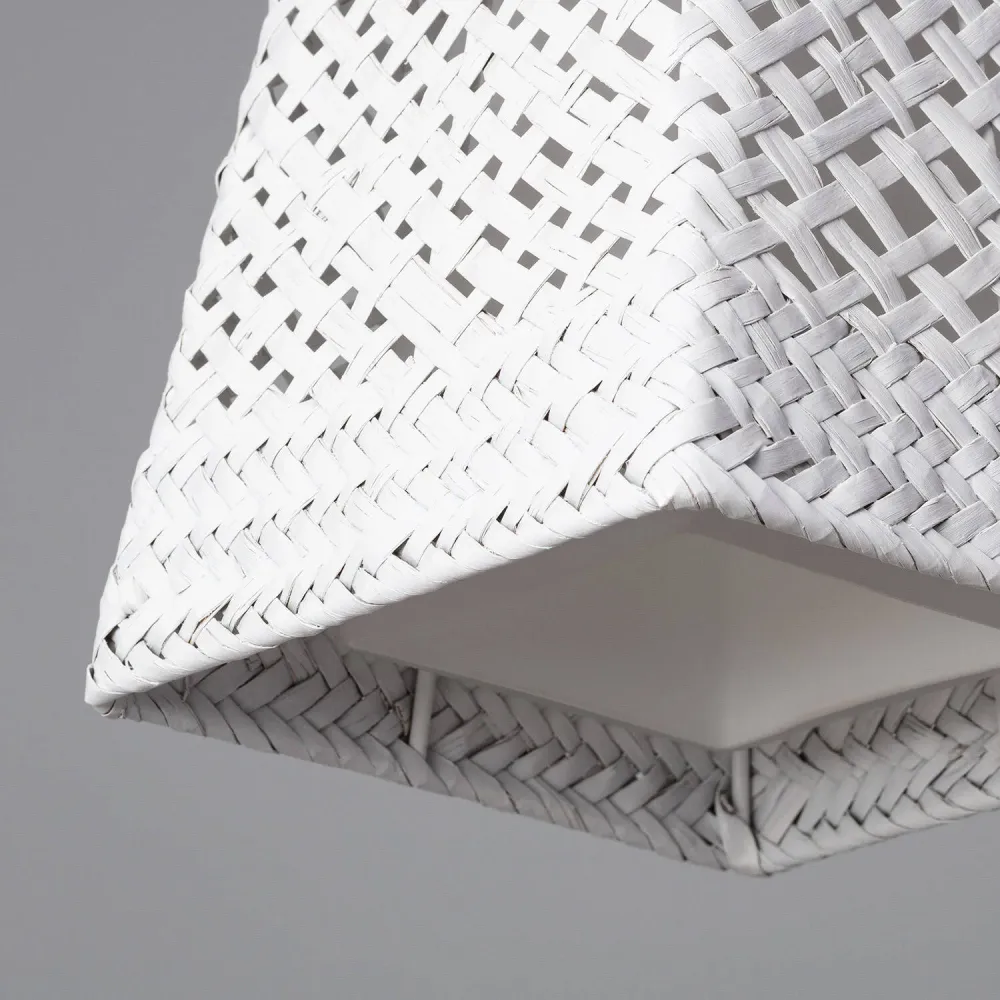 Lustre en fibres naturelles avec éclairage LED Gorgos - Installation Facile