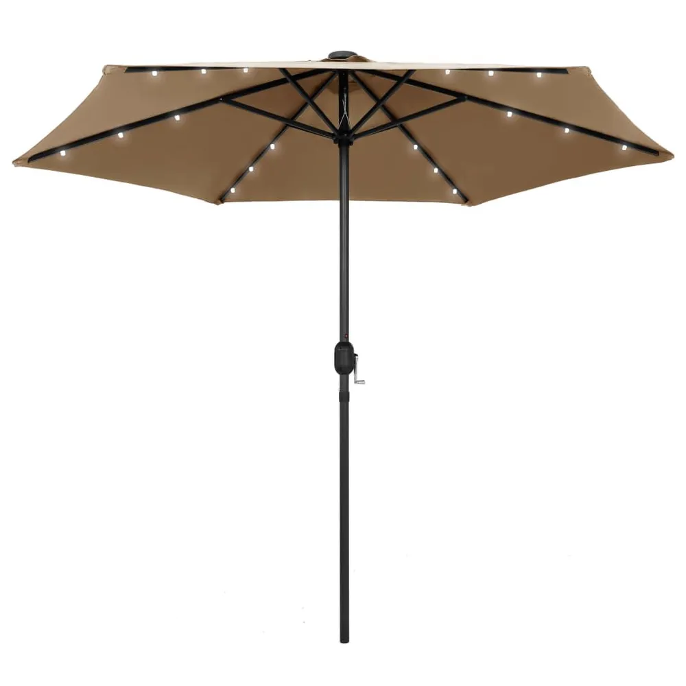 Applique étanche Parasol de jardin avec lumières LED et mât en aluminium taupe