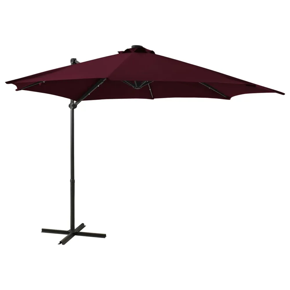 Bornes de jardin Parasol de jardin en porte-à-faux avec mât et lumières LED