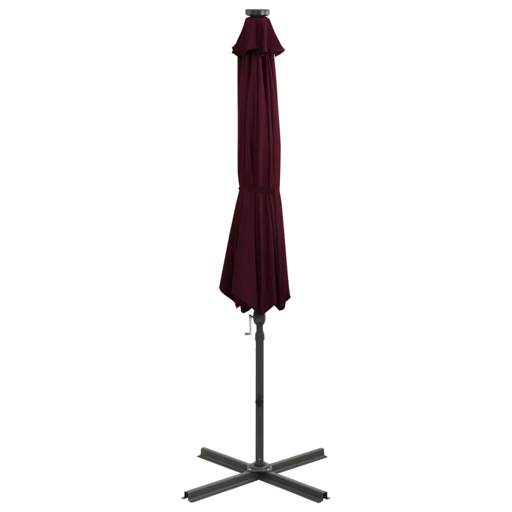 Bornes de jardin Parasol de jardin en porte-à-faux avec mât et lumières LED