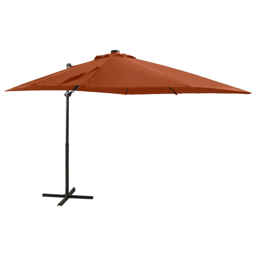 Haute Luminosité Parasol de jardin en porte-à-faux avec mât et lumières LED