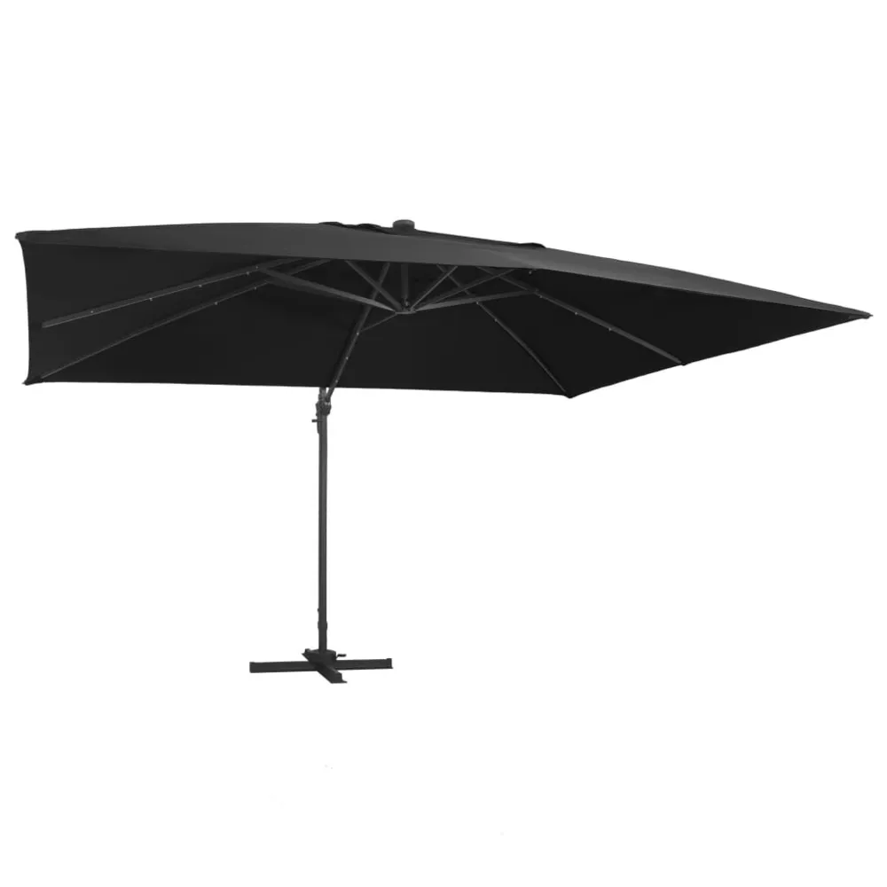 Lanterne murale Parasol déporté avec lumières LED Aluminium 400x300 cm noir