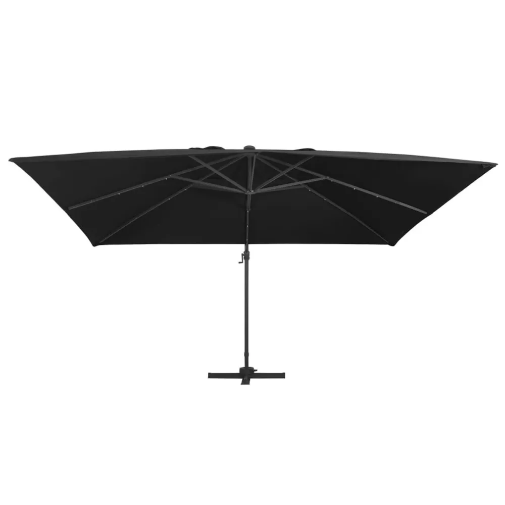 Lanterne murale Parasol déporté avec lumières LED Aluminium 400x300 cm noir