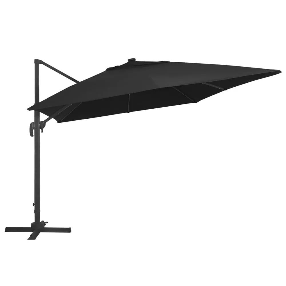 Lanterne murale Parasol déporté avec lumières LED Aluminium 400x300 cm noir