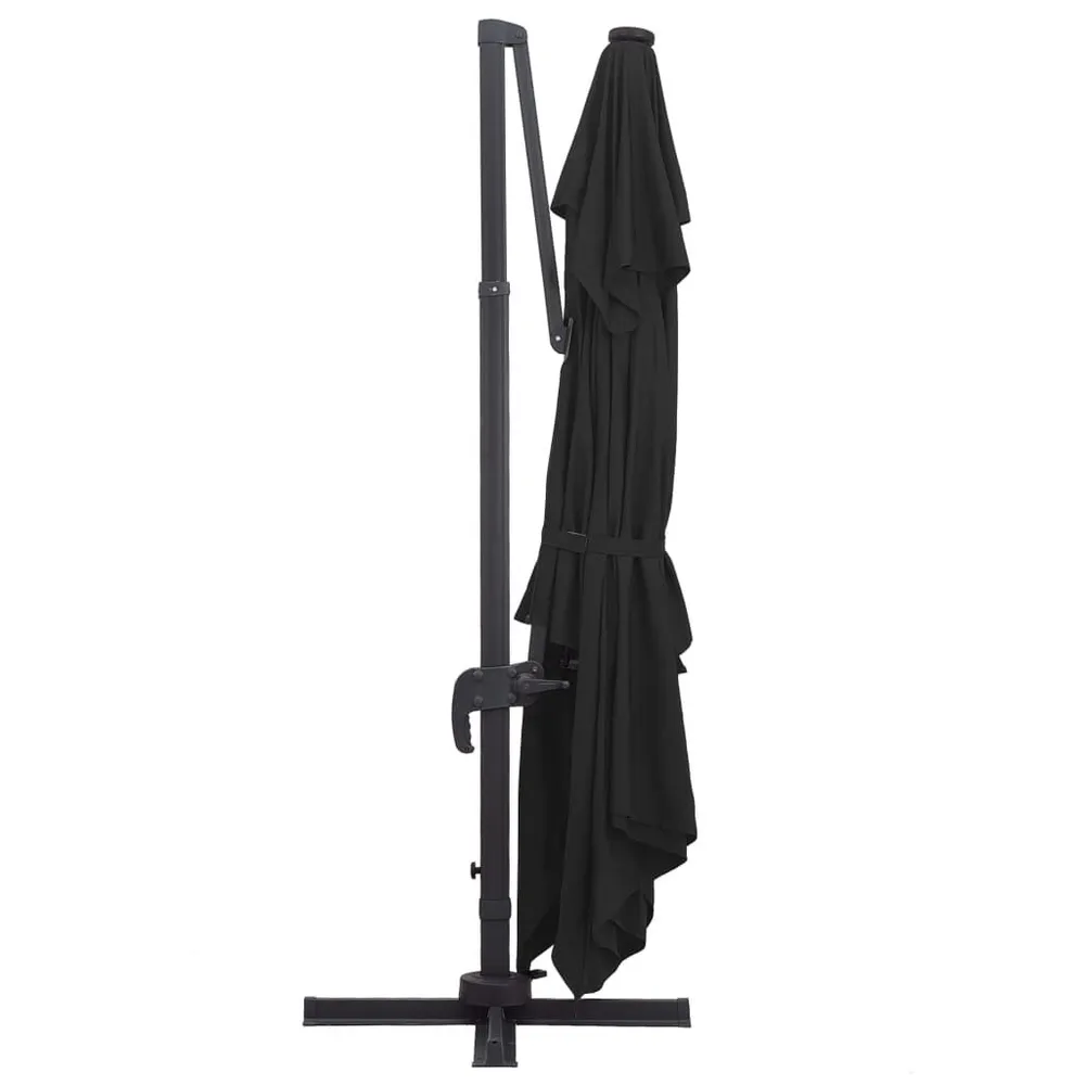 Lanterne murale Parasol déporté avec lumières LED Aluminium 400x300 cm noir